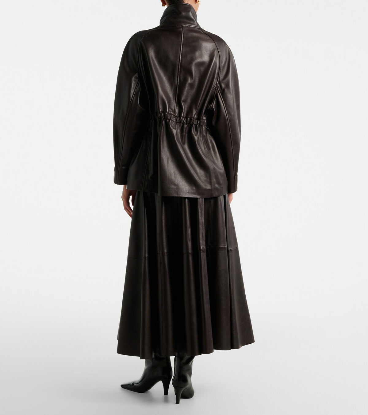 Nour Hammour Daria leather midi skirt