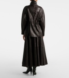 Nour Hammour Daria leather midi skirt