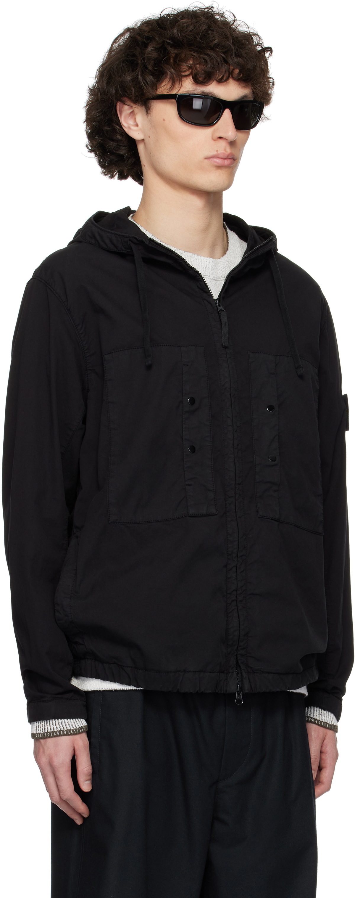 Stone Island Black Supima Cotton Twill Stretch-TC Jacket Stone Island
