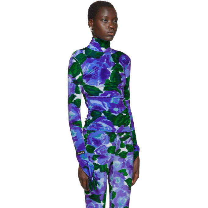 Richard Quinn Blue Floral Turtleneck