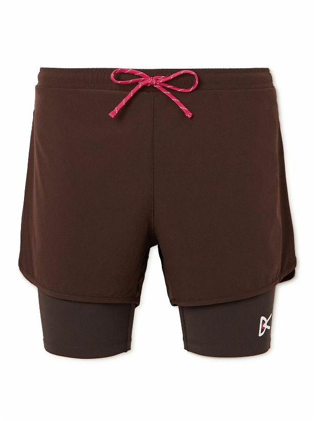 Photo: DISTRICT VISION - Aaron Layered Mesh-Trimmed Shell Drawstring Shorts - Brown