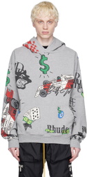 Rhude Gray Doodle Hoodie