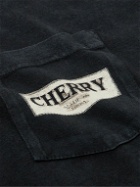Cherry Los Angeles - Soaring Eagle Garment-Dyed Logo-Print Cotton-Jersey T-Shirt - Black