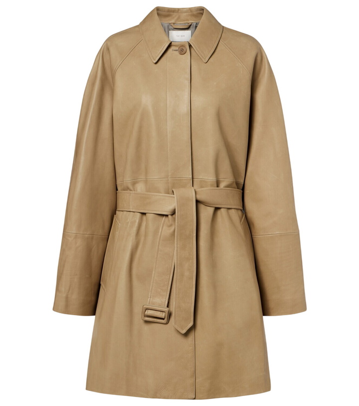 Photo: The Row Amaya belted leather car coat