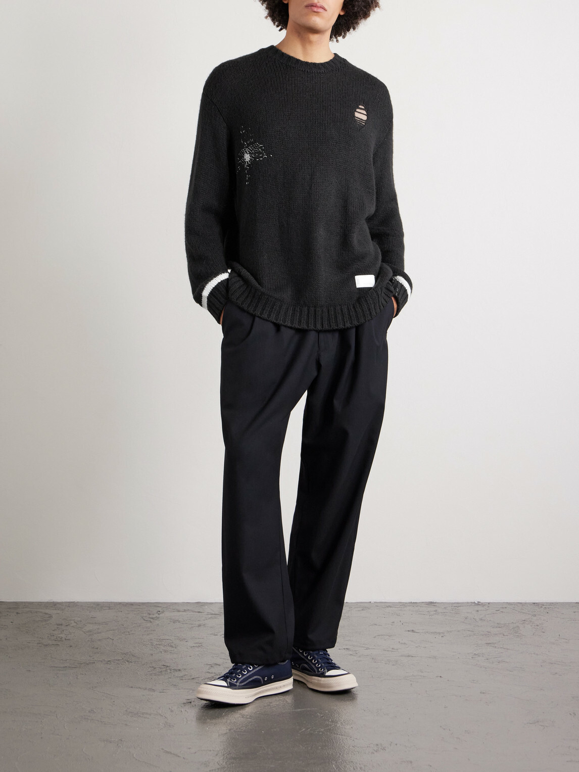 Neighborhood - Savage Embroidered Woven Sweater - Black