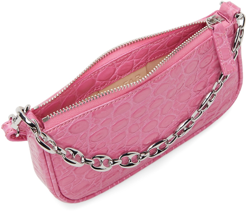 BY FAR Pink Croc Mini Rachel Bag