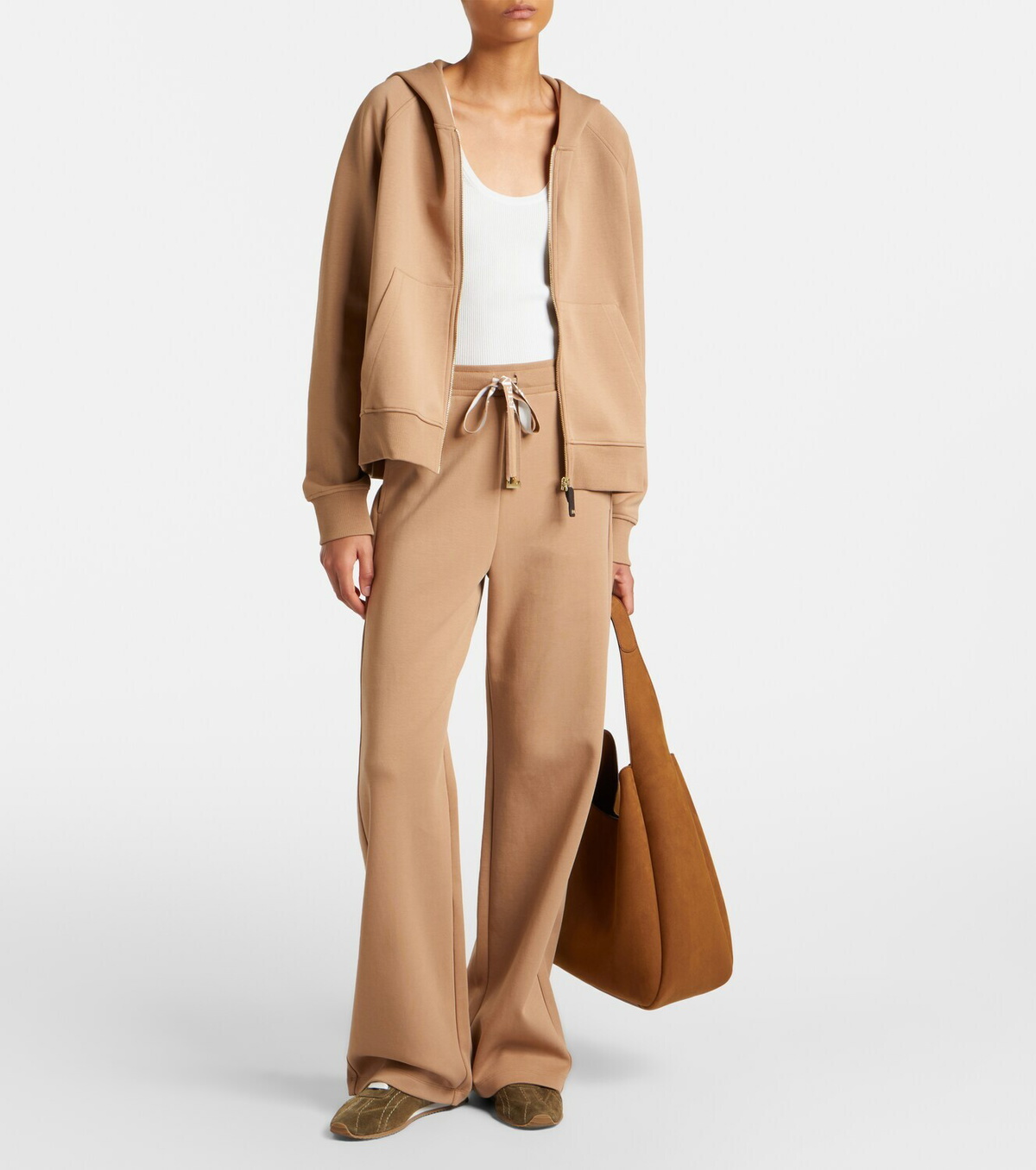 'S Max Mara Cotton-blend jersey wide-leg sweatpants