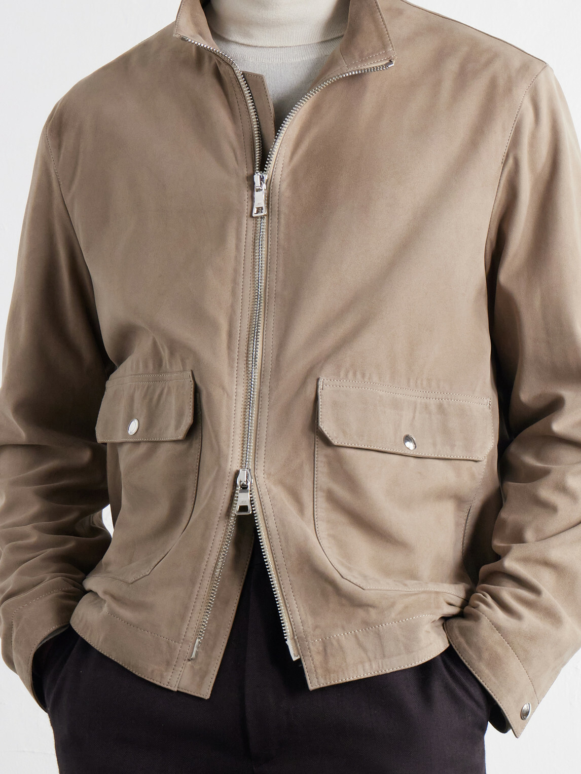 Mr P. - Harrington Suede Jacket - Brown