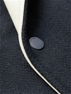 FRAME - Striped Leather-Trimmed Wool-Blend Varsity Jacket - Black