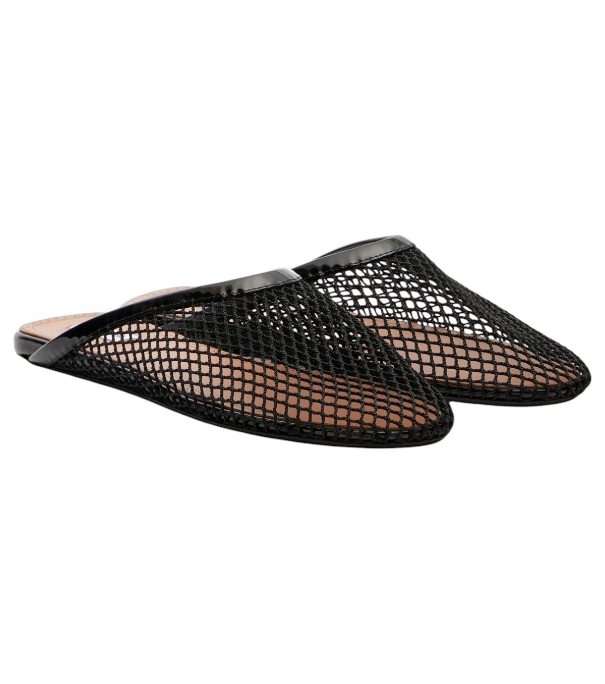 Alaïa Patent leather-trimmed fishnet mules ALAÏA