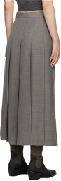 AURALEE Gray Pleated Midi Skirt