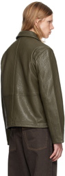 Sunflower Green Short Leather Jacket