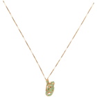 Bottega Veneta Gold and Green Pendant Necklace