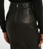 Rick Owens Dirt Pillar leather and cotton midi skirt
