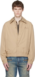 BALMAIN Beige Cotton Twill Bomber Jacket