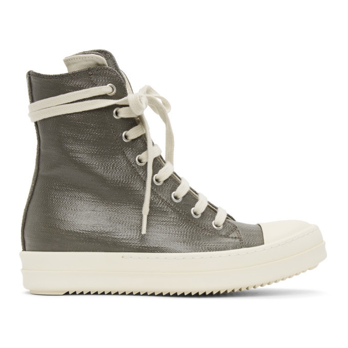 Rick Owens Drkshdw Grey Lacquered High Sneakers Rick Owens Drkshdw