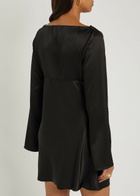 Reformation Pike Draped Satin Mini Dress Black