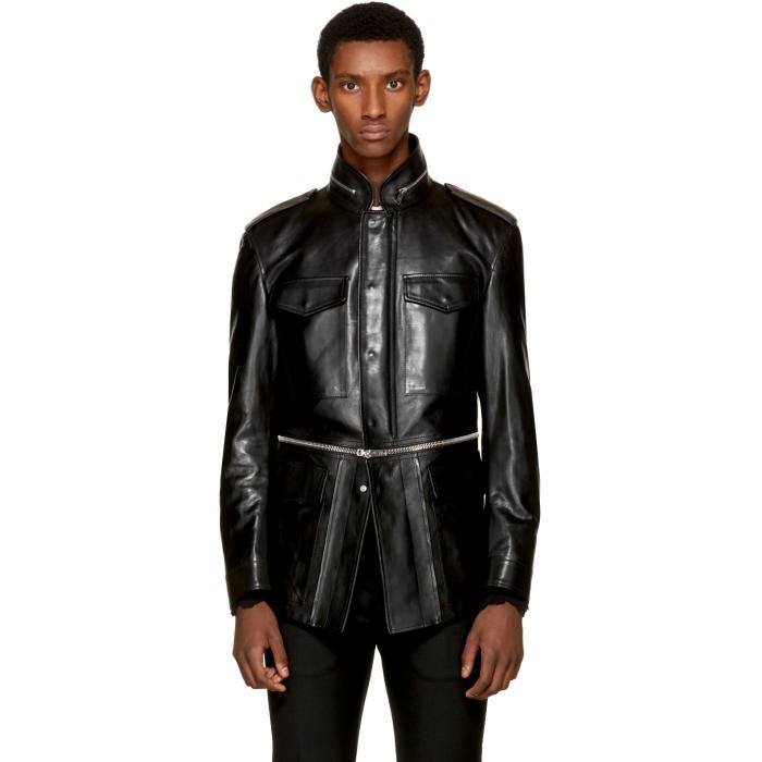 Photo: Alexander McQueen Black Leather Military Jacket