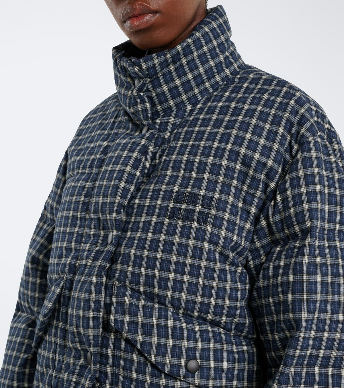 Miu Miu Reversible checked cotton flannel down jacket