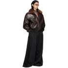 LU'U DAN Brown Faux-Leather Cargo Flight Jacket