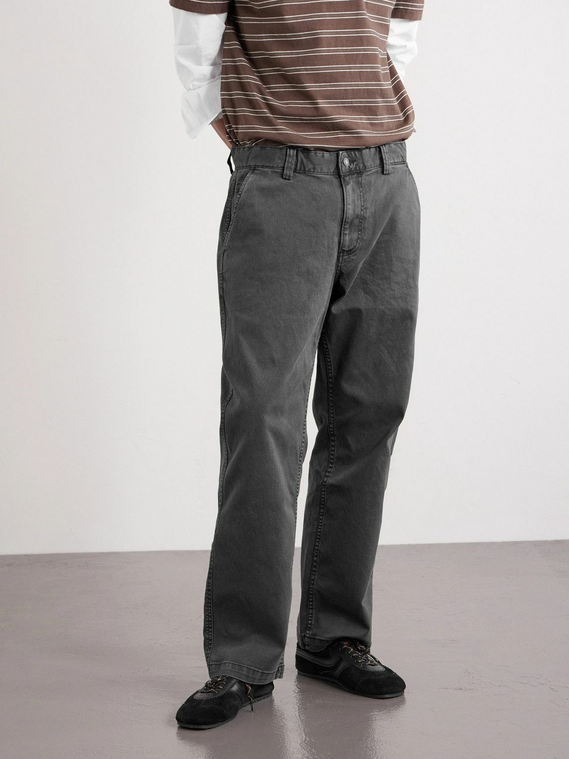 Corridor - Straight-Leg Garment-Dyed Stretch-Cotton Twill Trousers - Black