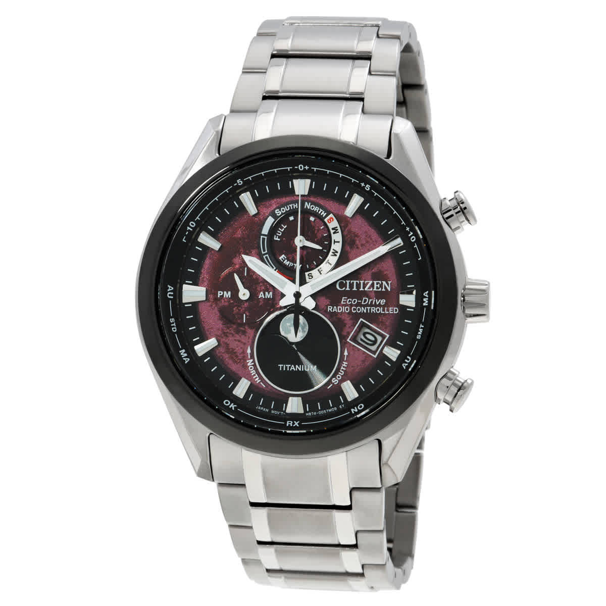 Citizen Tsuki-Yomi A-T Moon Phase Red Dial Mens Watch BY1018-55X