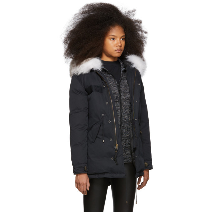 Mr and Mrs Italy Black Down and Fur Puff Parka