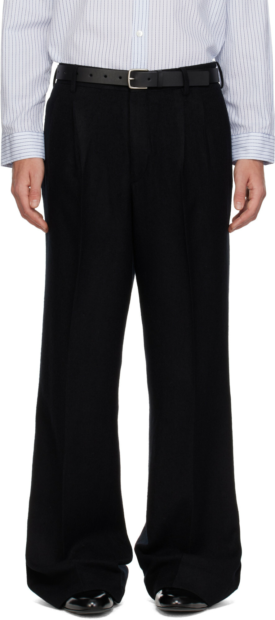SIRE Black Pleated Tailored Trousers
