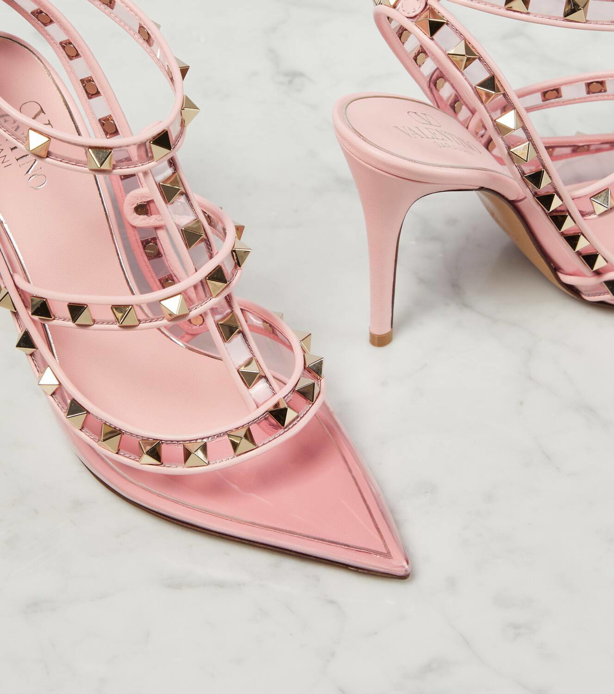 Valentino Garavani Rockstud leather and PVC pumps Valentino
