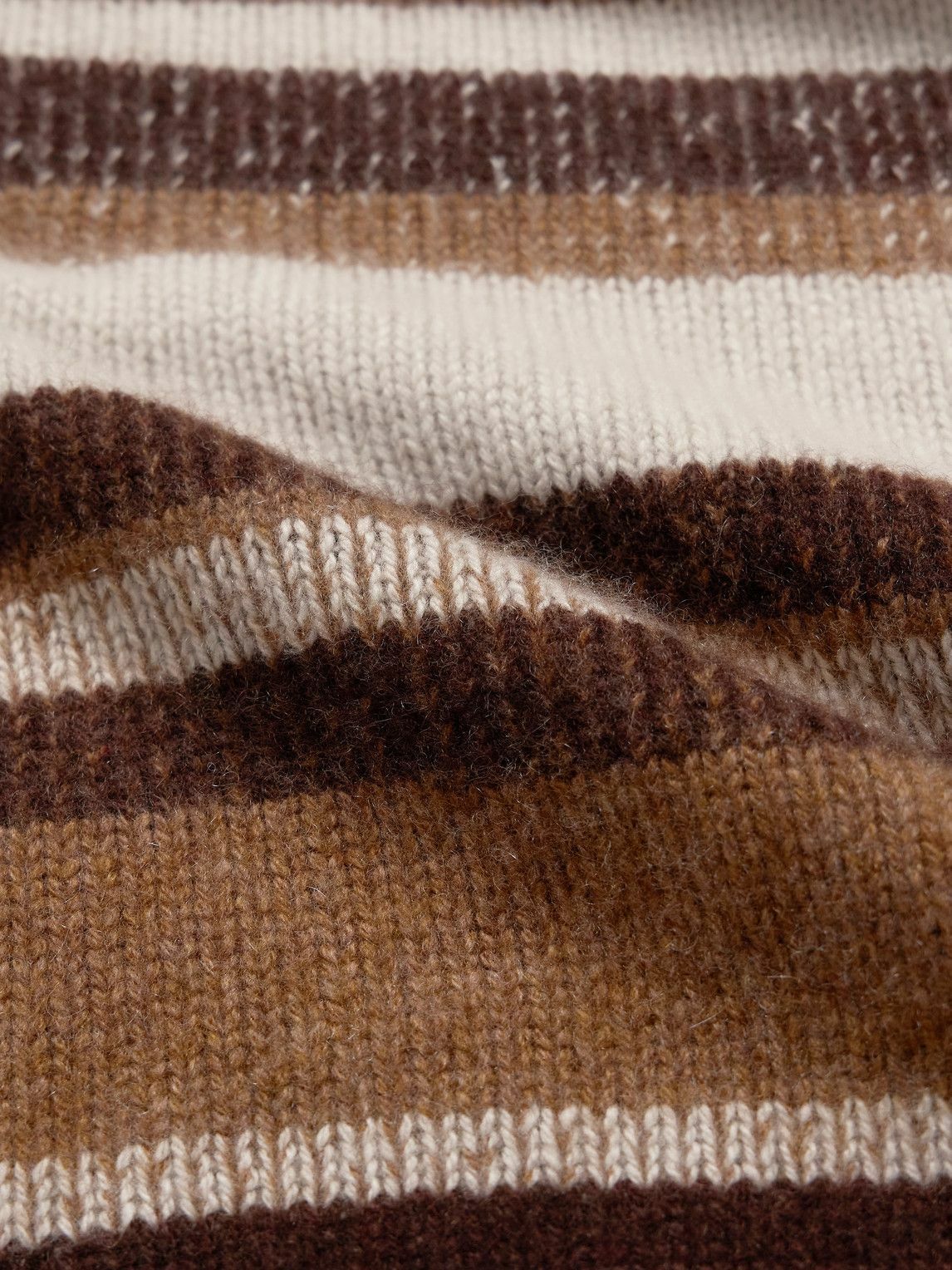 The Elder Statesman - Striped Cashmere Polo Shirt - Brown