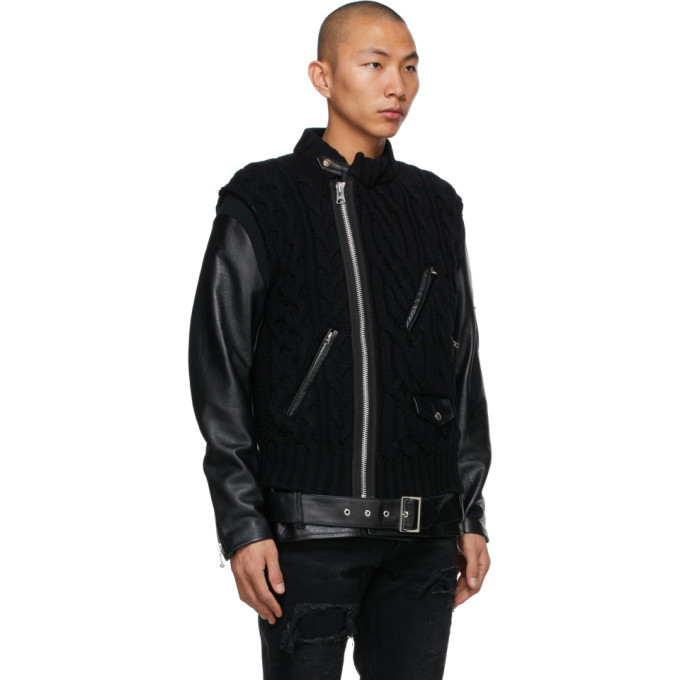 Undercover Black Sacai Edition Down Leather Sleeve Jacket Undercover