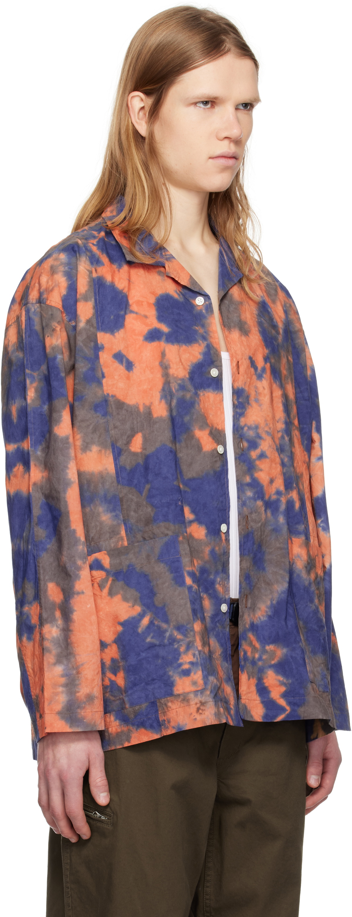 Pilgrim Surf + Supply Blue & Orange Stereo Tie Dye Shirt
