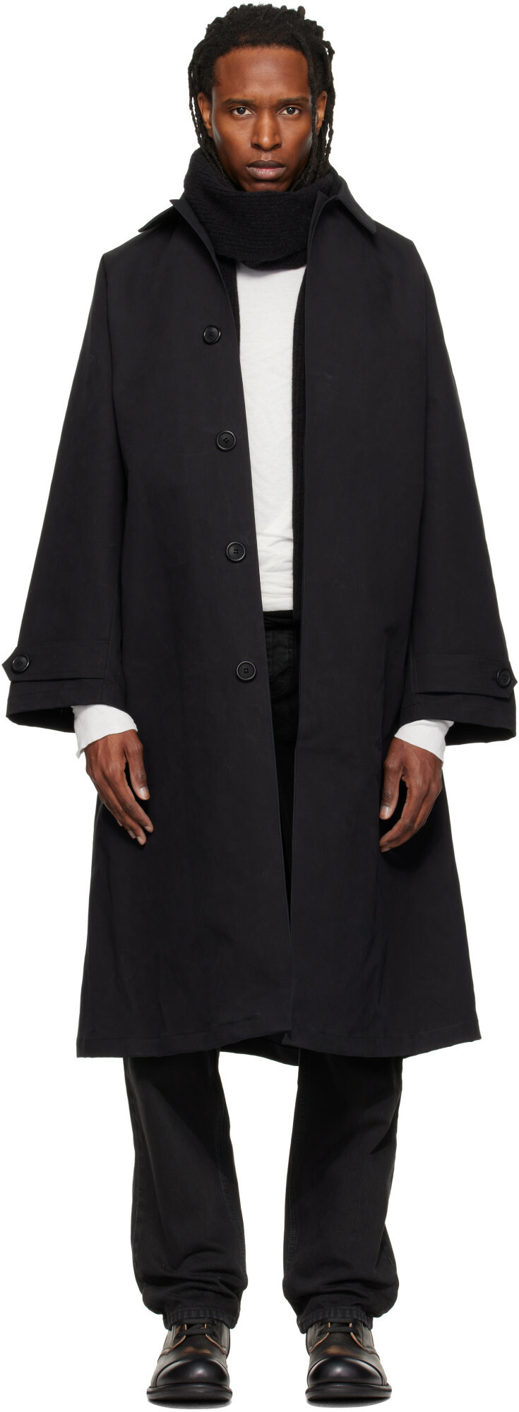 ALEXANDER DIGENOVA Black Canvas Trench Coat