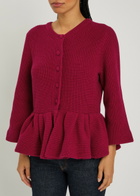 Liberowe Peplum Cashmere Cardigan Dark Pink