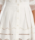 Elie Saab Organza-trimmed cotton midi skirt