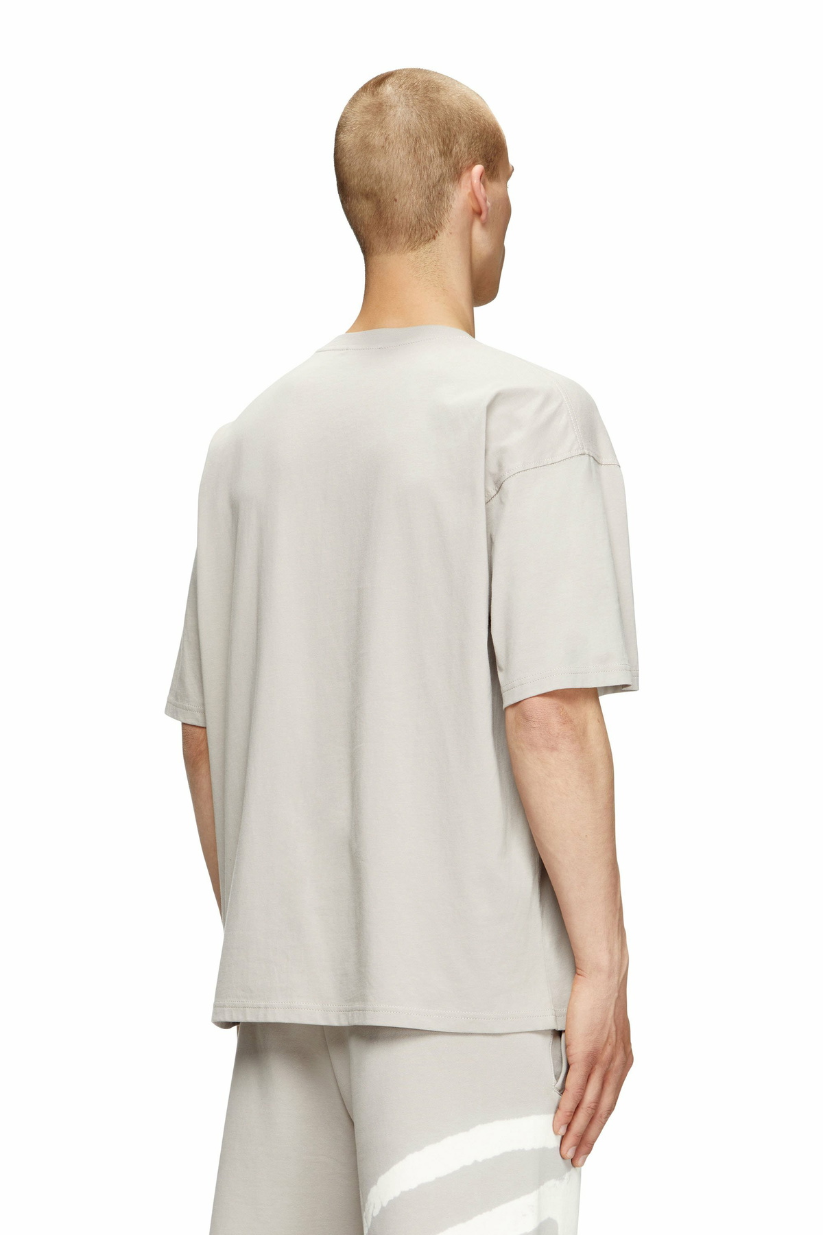 Diesel T-shirt with bleached Oval D logo - T-Shirts Mens in Grey
