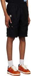 AAPE by A Bathing Ape Black Moonface Patch Cargo Shorts