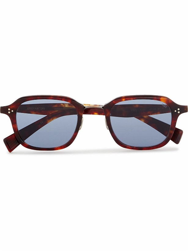 Photo: Eyevan 7285 - Square-Frame Tortoiseshell Acetate and Silver-Tone Sunglasses