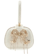 Self-portrait Bow Crystal-embellished Satin top Handle bag - Cream - One Size