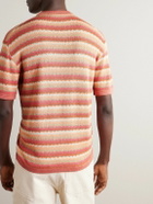 PIACENZA 1733 - Jacquard-Knit Silk and Linen-Blend T-Shirt - Orange