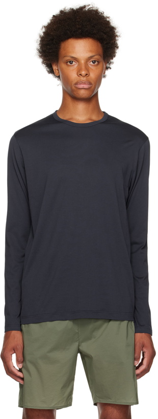 Photo: Sunspel Navy Classic Long Sleeve T-Shirt