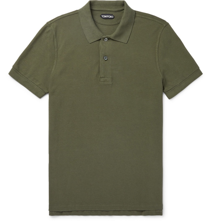 Photo: TOM FORD - Garment-Dyed Cotton-Piqué Polo Shirt - Green