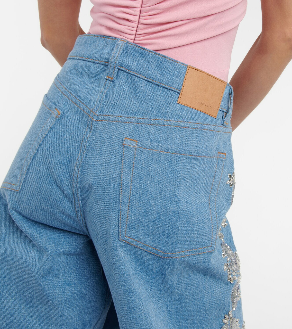 Magda Butrym - Embroidered wide-leg jeans