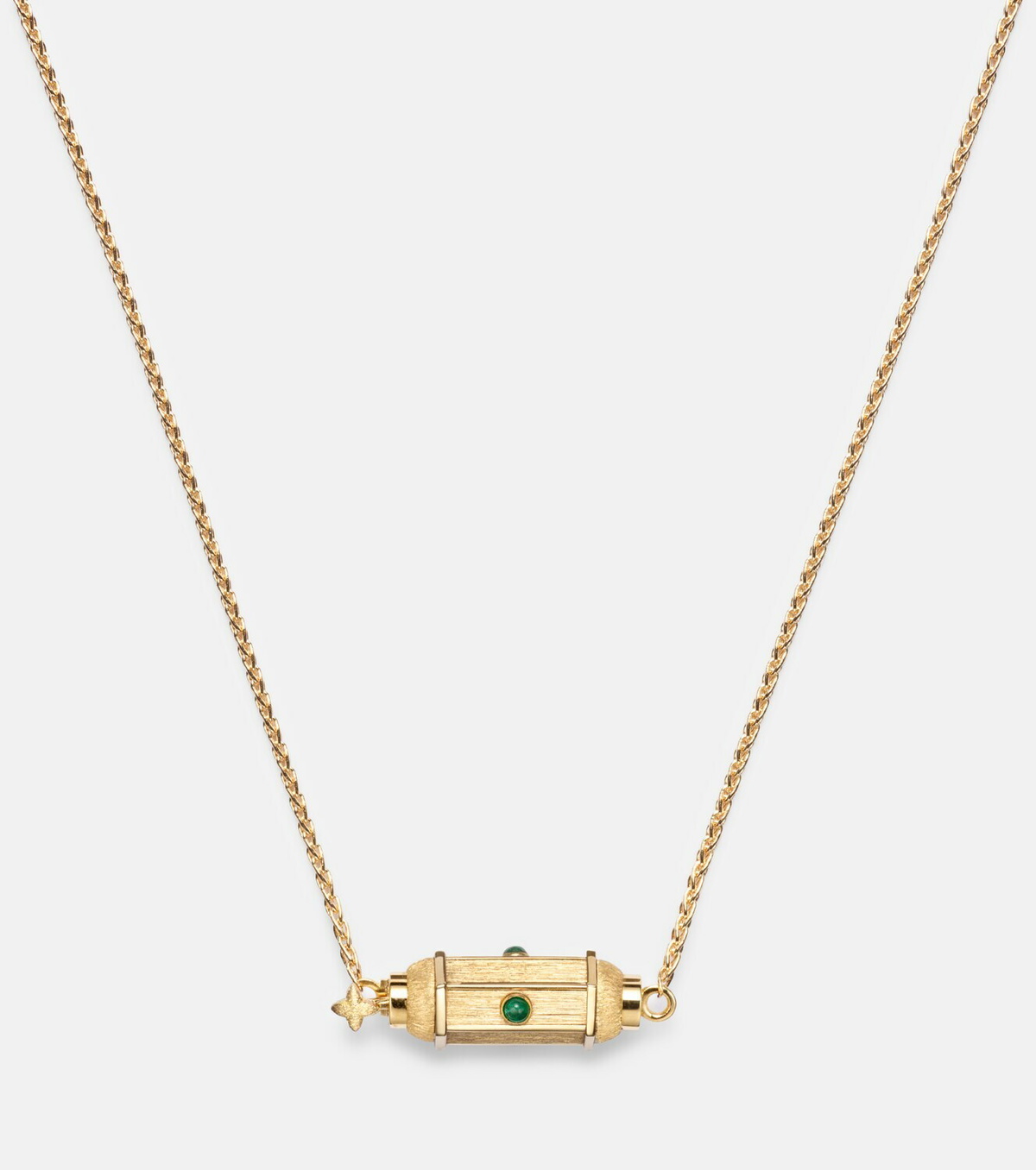 Marie Lichtenberg Coco Micro 18kt gold locket necklace with emeralds