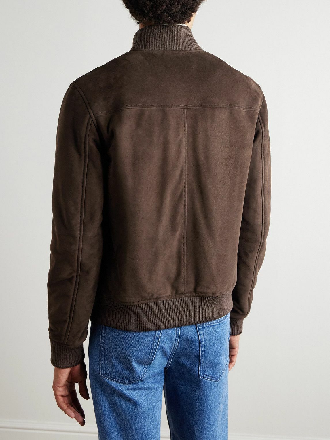 Gabriela Hearst - Greg Slim-Fit Padded Suede Bomber Jacket - Brown