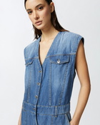 Pinko Sleeveless Denim Jumpsuit Mid Wash