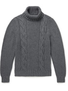 Anderson & Sheppard - Slim-Fit Cable-Knit Merino Wool Rollneck Sweater - Gray