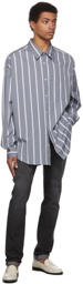 AMI Alexandre Mattiussi Grey Striped Oversized Shirt