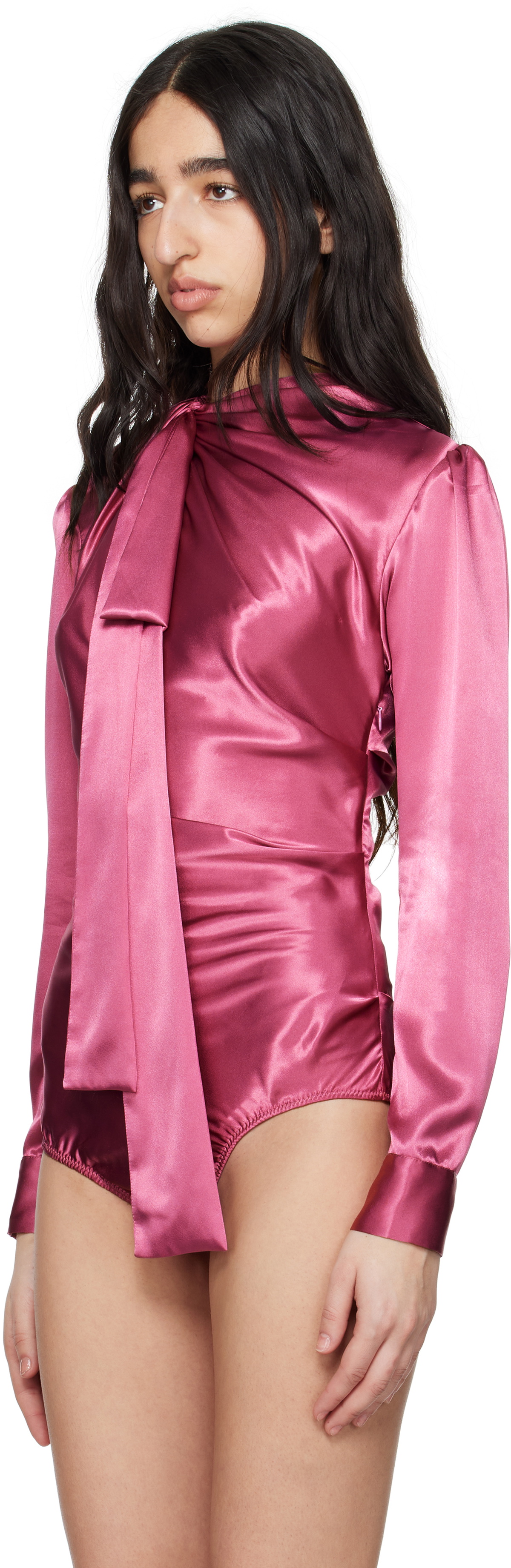 Commission Pink Twisted Bow Bodysuit
