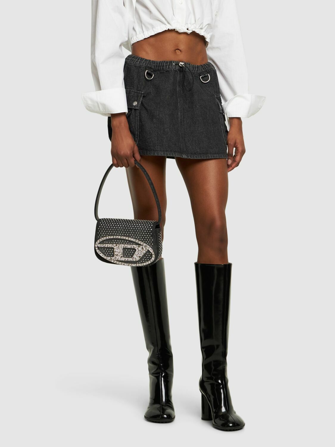 DIESEL - 1dr Denim Crystals Shoulder Bag Diesel